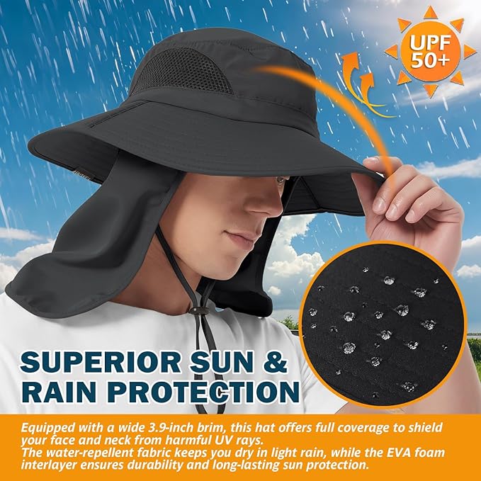 EINSKEY Wide Brim Sun Hat, UPF 50+ UV Protection Waterproof Packable Bucket Hat for Men & Women, Fishing Hiking Beach Garden