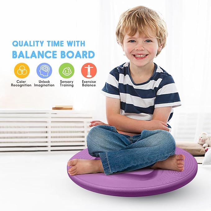 Balance Board for Kids with Maze - Plastic Wobble Board for Skiing Surfing Snowboard Training, Non-Slip Sensory Rocker Board for Toddlers 3-12, Core Strength Physical Therapy Equipment & Skateboard Balance Trainer