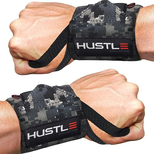 Hustle Athletics Wrist Wraps for Weightlifting – Max Wrist Support for Safe & Heavy Lifts, USPA Approved 18" & 12" Lengths, Thumb Loop Gym Straps for Powerlifting & Weight Lifting for Men and Women