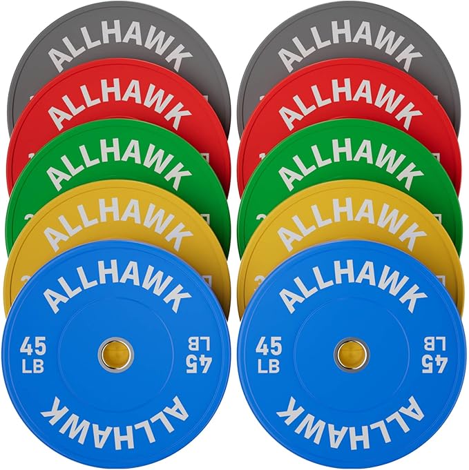 Colorful Olympic Bumper Plates, 2-inch Stainless Steel Insert, Virgin Rubber Weight Plate Set for Barbell Weight Lifting and Strength Training Home Gym
