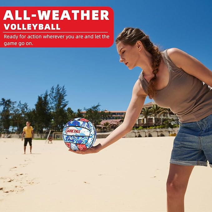 Beach/Water/Sand Volleyballs, Outdoor/Indoor Official Size, Soft Touch Volleyball for Beginners, Cute Volley Ball for Girls/Kids/Youth, Ideal Gifts with Pump for Backyard, Pool, Middle School