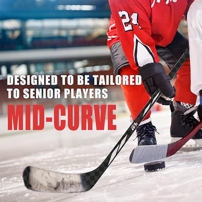 GY Ice Hockey Stick Senior Professional 100% Carbon Fibre Hockey Stick Adult 66"" Length, Shaft Woven UD 24K / Fle 75