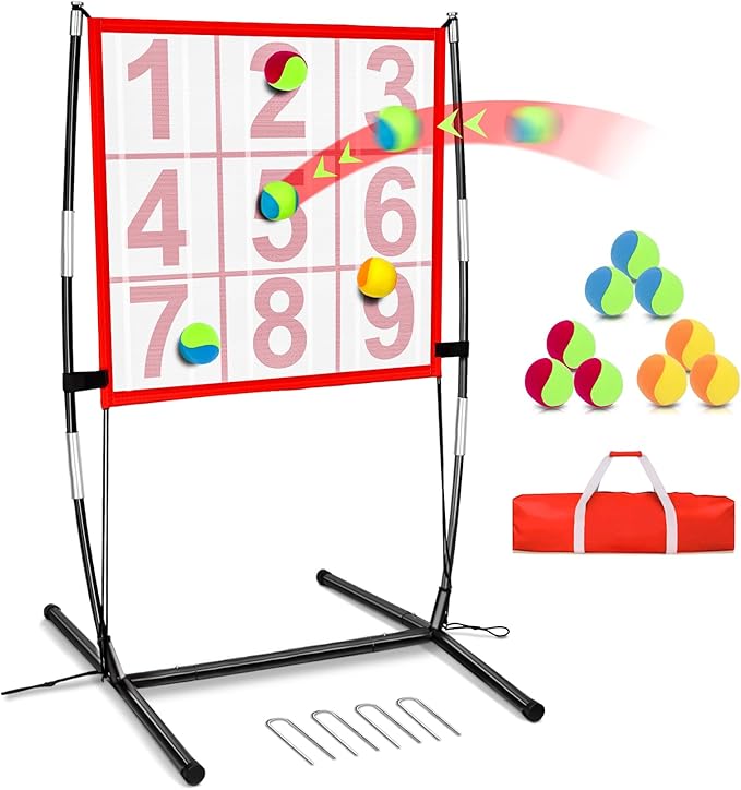 Dart Board for Kids, Kids Dart Board Set with Sticky Balls/Support Frame, Indoor/Sport Outdoor Fun Party Play Game,Easy Set Up and Included Carry Bag