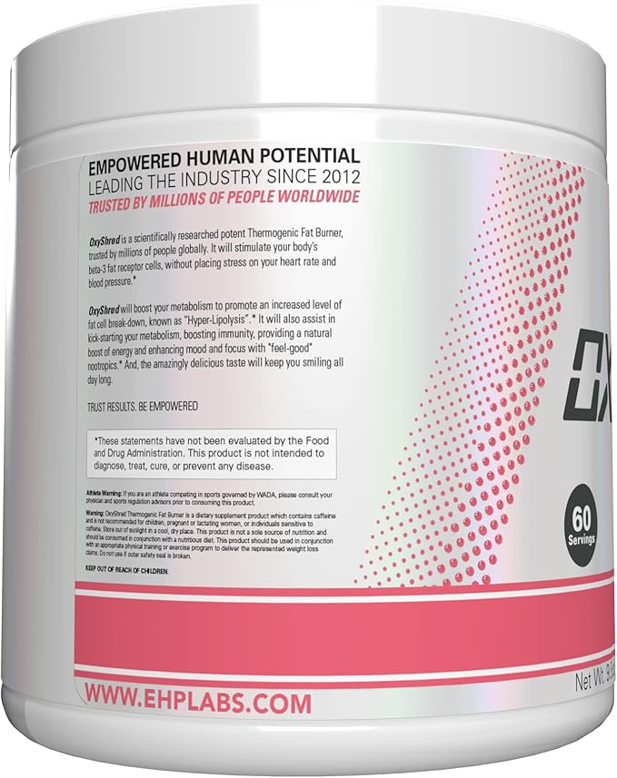 EHP Labs OxyShred Pre Workout Powder & Shredding Supplement - Preworkout Powder with L Glutamine & Acetyl L Carnitine, Energy Boost Drink - Guava Paradise, 60 Servings