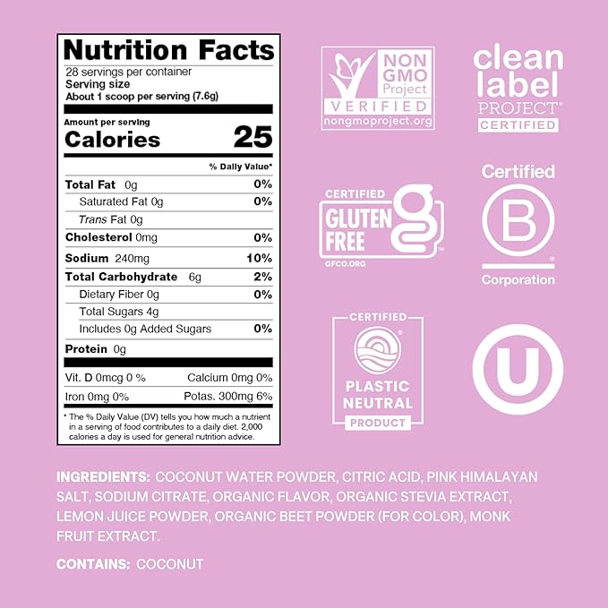 Cure Hydration | Plant-Based Electrolyte Drink Mix | No Added Sugar | FSA-HSA | Dehydration Relief Powder Made with Coconut Water | Non-GMO | Vegan | 28 Servings Jar - Watermelon
