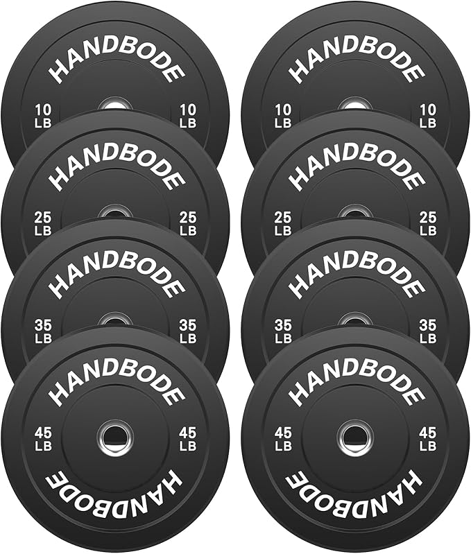 Colored Bumper Weight Plates Olympic Weight Plate Set 2-Inch, 10/15/20/25/35/45/55 lb Barbell Weight Plates Set for Home Gym, Rubber Strength Training Weights Plates for Weight Lifting