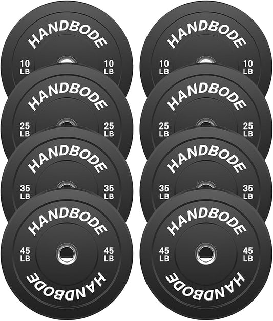 Colored Bumper Weight Plates Olympic Weight Plate Set 2-Inch, 10/15/20/25/35/45/55 lb Barbell Weight Plates Set for Home Gym, Rubber Strength Training Weights Plates for Weight Lifting