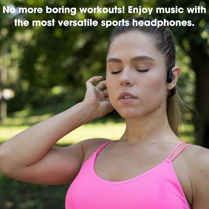 FlowMotion Versa Open-Ear Swimming Headphones Bluetooth Bone Conduction Headphones, 32GB MP3 Player, IP68 Waterproof, Secure Fit for Workouts, Running, Swimming, Cycling, Gym, Built-in Microphone