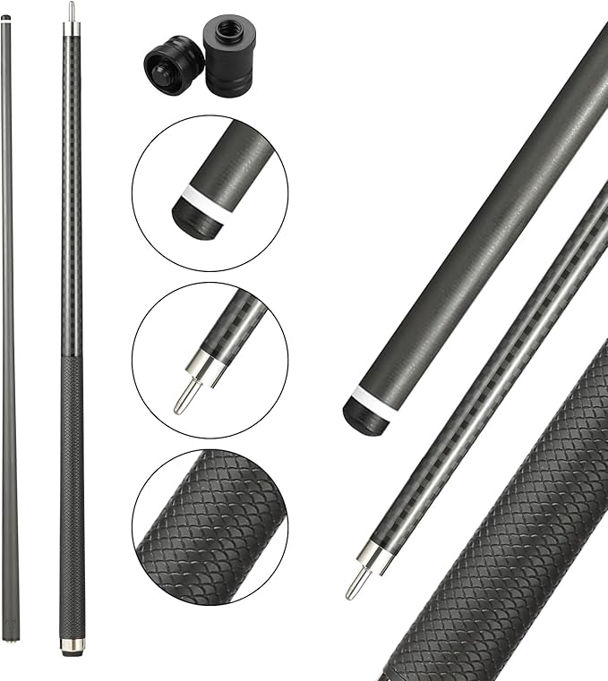 CROWN ME Carbon Fiber Pool Cue Stick 12.5mm Tip Billiard Carbon Fiber cue, Weight 20OZ Cue Stick, 58" Pool Table Sticks