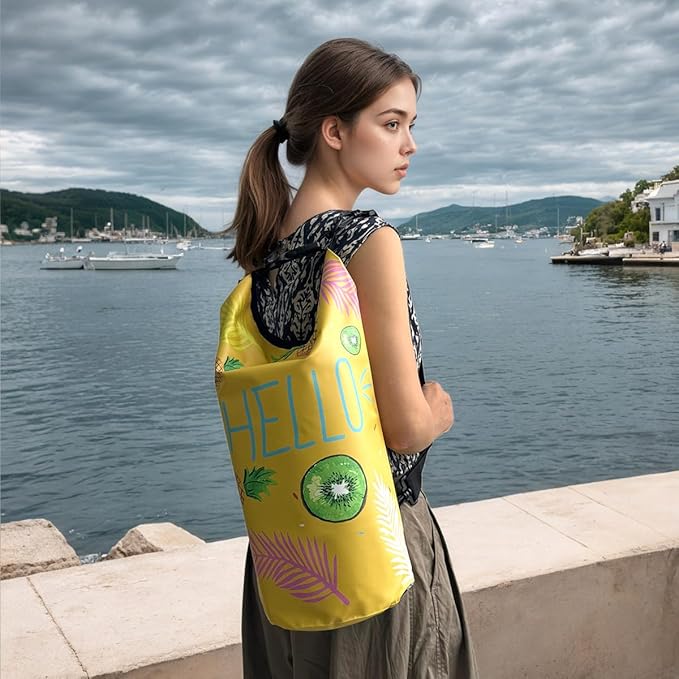 Dry Bag Waterproof,10L Roll Top Backpack Floating Dry Bag for Kayaking Boating Swimming Hiking Camping Outdoor Activities,Yellow Pineapple