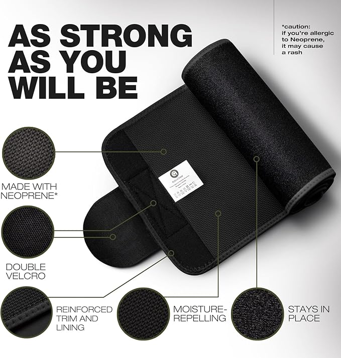 ActiveGear Premium Waist Trimmer & Trainer Belt for Men and Women - Sweat-Enhancing Slimming Wrap for Stomach, Adjustable Fit