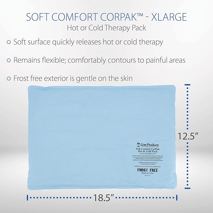 Core Products Soft Comfort CorPak – Reusable Hot & Cold Therapy Pack, Ice Pack for Injuries, No-Frost Compress for Muscle, Back & Joint Pain Relief – 12.5" x 18.5", Made in USA