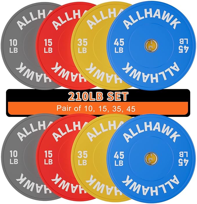 Colored Olympic Weight Plates, 2-inch Rubber Bumper Plate Set for Home Gym Barbell Weight Lifting and Strength Training