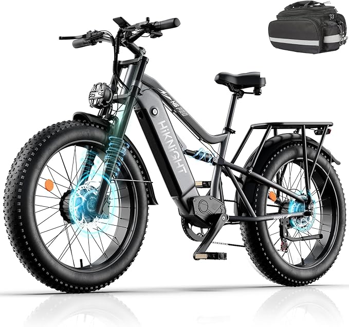Electric Bike for Adult, 52V 20Ah Peak 3000W Dual Motor 26" Fat Tire Ebike, Max 38Mph & 35-90 Miles Full Suspension, Mountain E Bicycle for Men