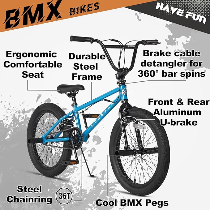 Freestyle BMX Bike, 18 20 Inch Kids Bicycle for 5-13 Years Old Kids and Beginner Level Rider, Multiple Colors