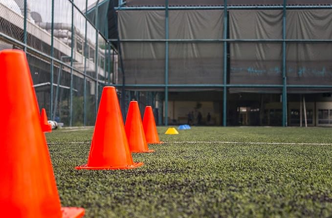 9 Inch Plastic Training Traffic Cones, Sport Cones, Agility Field Marker Cones for Soccer Basketball Football Drills Training, Outdoor Activity or Events - (Set of 10, 12, 15 or 24, 4 Colors)