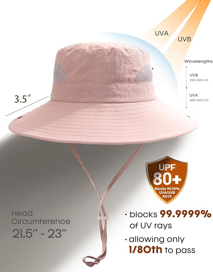 FURTALK Womens Sun Hat with Ponytail Hole Beach Hiking Summer Wide Brim UPF 80+ Outdoor Protection Foldable Bucket Hat