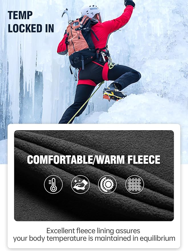 FREE SOLDIER Men's Outdoor Softshell Fleece Lined Cargo Pants Snow Ski Hiking Pants with Belt