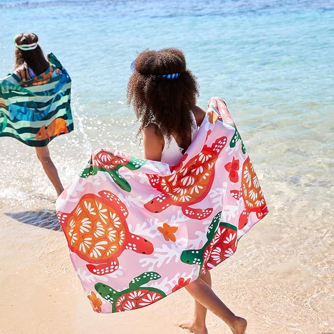 Dock & Bay Beach Towel - Quick Dry, Sand Free - Compact, Lightweight - 100% Recycled - Includes Bag - Turtley Tropical - Large (160x90cm, 63x35)