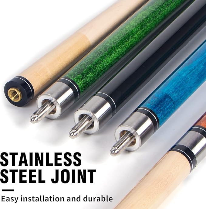 AKLOT Pool Cues,Set of 4 Pool 58" Cue Sticks Canadian Maple Wood Cue Stick for Professional Billiard Players 18 19 20 21 oz