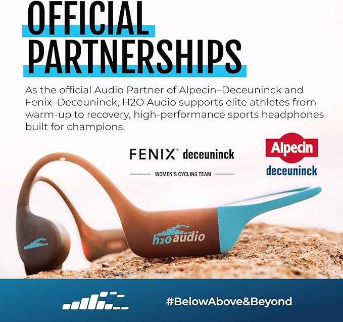 H2O Audio TRI 2 Multisport Waterproof Bone Conduction Open Ear Headphones, Bluetooth 5.3 for Running and Cycling, MP3 Mode for Swimming, 8GB Memory, 8.5-Hour Battery, Black/Blue