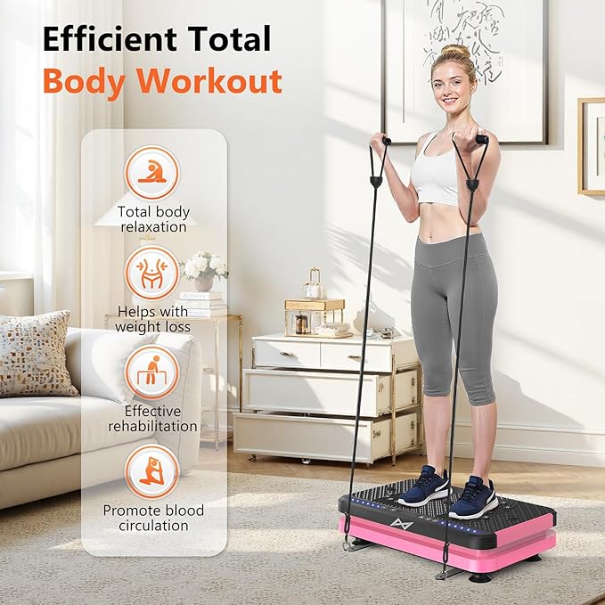AXV Vibration Plate Fitness Platform Exercise Machine Vibrating Lymphatic Drainage Shaking Full Body Shaker Workout Vibrate Stand Shake Board Sport Gym for Weight Loss Fat Burner for Women Men