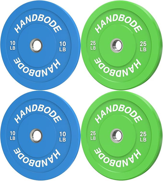 Colored Bumper Weight Plates Olympic Weight Plate Set 2-Inch, 10/15/20/25/35/45/55 lb Barbell Weight Plates Set for Home Gym, Rubber Strength Training Weights Plates for Weight Lifting