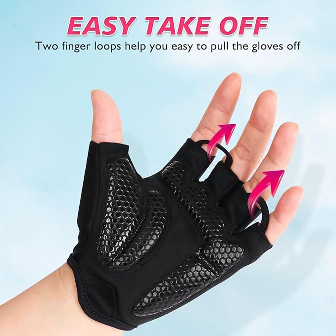 Cycling Gloves with Shock-Absorbing Pad, Extra Grip, Flexible Fit, Light Weight, Breathable for Men and Women Mountain Biking