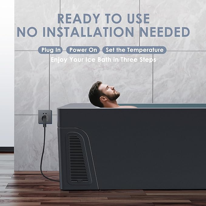 Deeptime Smart Cold Plunge Tub,Ice Bath with Built-In Chiller(Down to 38F),Smartphone Control,Whisper-Quiet,Spacious Design for Full-Body Recovery & Cold Therapy,Black