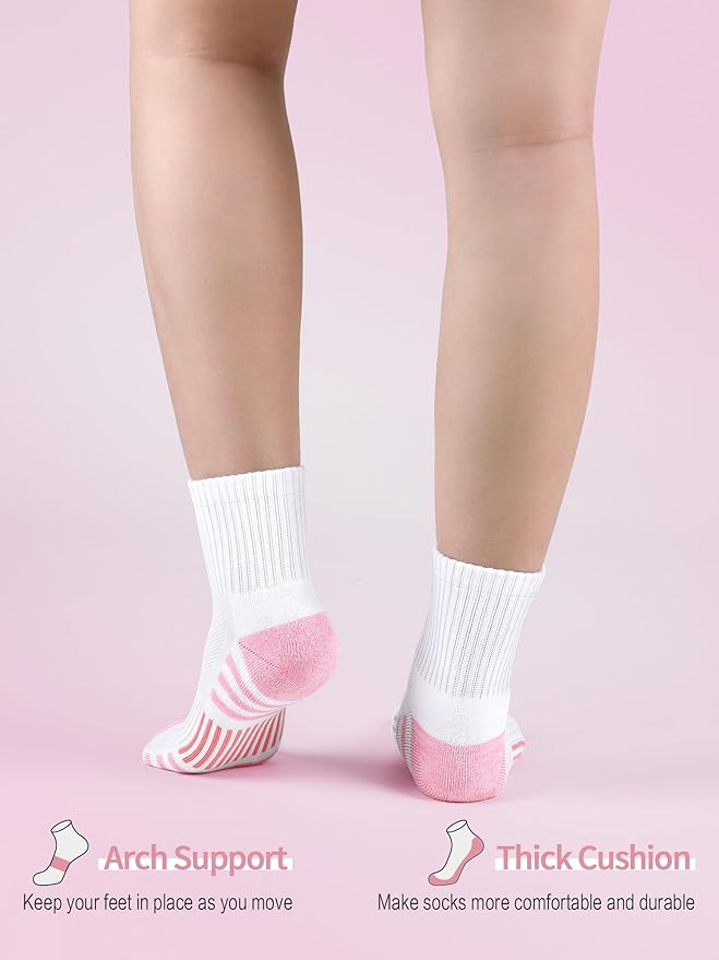Airacker Athletic Quarter Socks with Cushion Running Ankle Socks for Men Women 6 Pairs