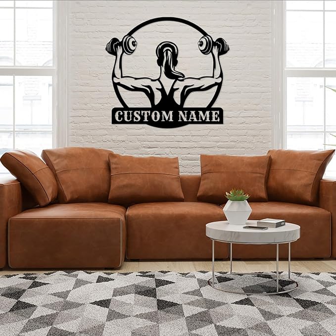 Customized Metal Gym Name Sign, Personalized Sports Room Wall Art,Metal Gym Sign,Unique Fitness Wall Sign, Gym Lovers Unique Gift, Gym Wall Art,Training Center Sign (Style-16)