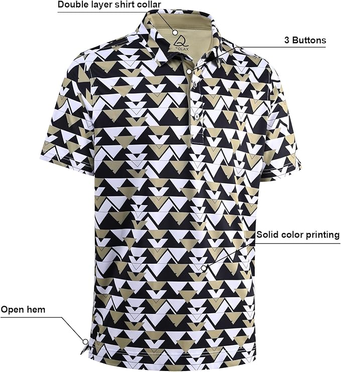 DEOLAX Mens Polo Shirts Fashion Print Mens Golf Shirt Dry Fit Mens Golf Polo Short Sleeve Quick Dry Funny Golf Shirt for Men