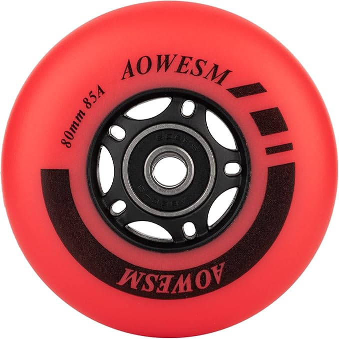 AOWESM Inline Skate Wheels 80mm 76mm 72mm 85a Outdoor Indoor Black Blue Red Roller Hockey Blades Replacement Wheels w/Bearings ABEC-9 and Floating Spacers (8-Pack)