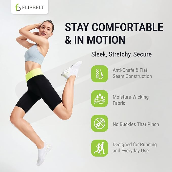 FlipBelt Classic Running Belt, Running Fanny Pack for Women and Men, USA Company