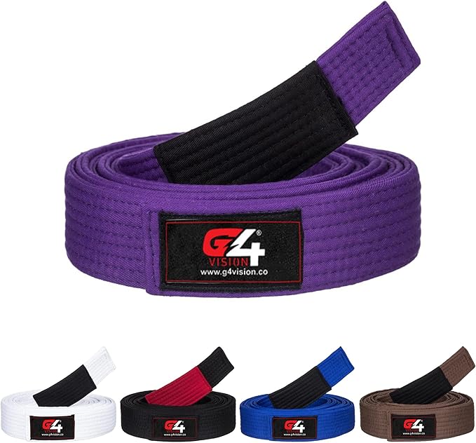 G4 VISION Jiu Jitsu Belt BJJ Belts Brazilian Adult A1 A2 A3 A4 Black Brown Purple Blue White
