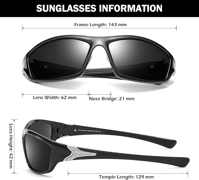 FAGUMA Sports Polarized Sunglasses For Men Cycling Driving Fishing UV400 Protection