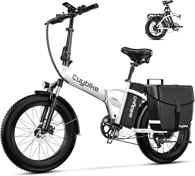 Foldable Electric Bike for Adults, 30+MPH, 48V 20Ah Removable Lithium Battery up to 80Miles, 20" Fat Tire 1000W Peak Motor Dirt Ebike Adult Electric Bicycle for Commute Beach Mountain E Bike