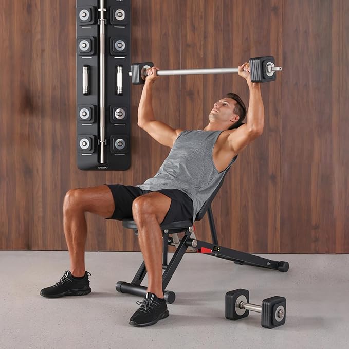 DHT Adjustable Weight Bench for Full Body Workout, Heavy Duty Foldable Bench Press for Home Gym Strength Training, Incline Decline Flat Utility Workout Bench with Fast Adjustment