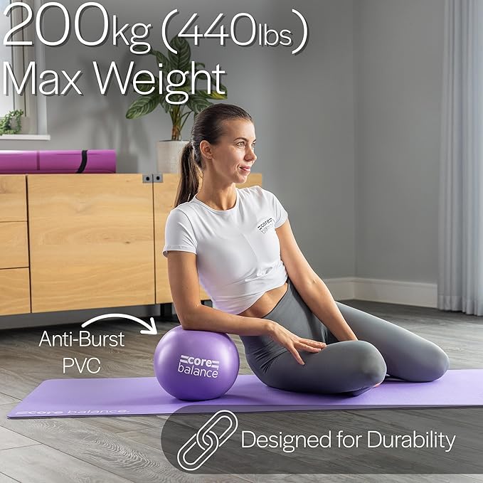 9 Inch Anti Burst Pilates Ball - Mini Exercise Ball for Yoga, Barre, Stretching and Core Stability Workout