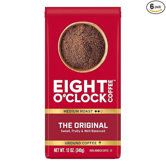 Eight O'Clock Coffee The Original Ground Coffee, Medium Roast, 12 Ounce (Pack of 6) - Sweet, Fruity, Well Balanced