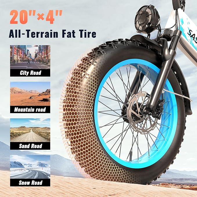 Folding Electric Bike for Adults, 20'' 1500W Peak Fat Tire Ebike, Up to 70 Miles 30+MPH Electric Mountain Bike with 52V 20AH Removable Battery, Dual Suspension, 7-Speed,UL Certified