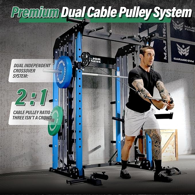 B52 Machine Home Gym with Power Rack, Cable Crossover, Dual Pulley System, Landmine, and Multi-Grip Pull-Up Bar – Heavy-Duty Fitness Equipment for Strength Training and Full-Body Workouts