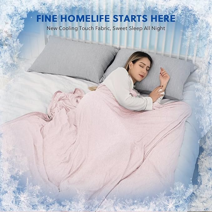 HOMFINE Cooling Blankets for Hot Sleepers - Summer Blanket Thin Lightweight Breathable Soft Double Side Enhanced Cooling for Bed Couch Sofa, Keep Cool for Night Sweats (Pink, 50 x 70 inches)
