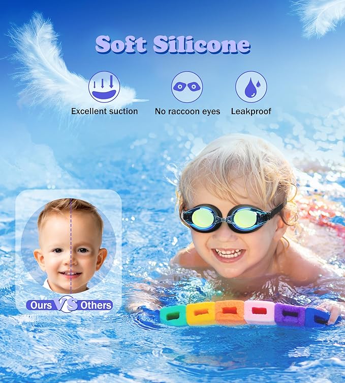 Aegend 2 Pack Kids Goggles, Swimming Goggles for Kids Age 4-16 Boys and Girls Youth, Anti-Fog Waterproof Anti-UV Pool Goggles