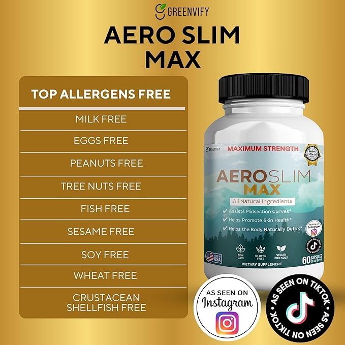 Aeroslim Max Natural Dietary Supplement, 60 Capsules, Maximum Strength, Vegan, Gluten Free, Non-GMO, Made in USA (5)