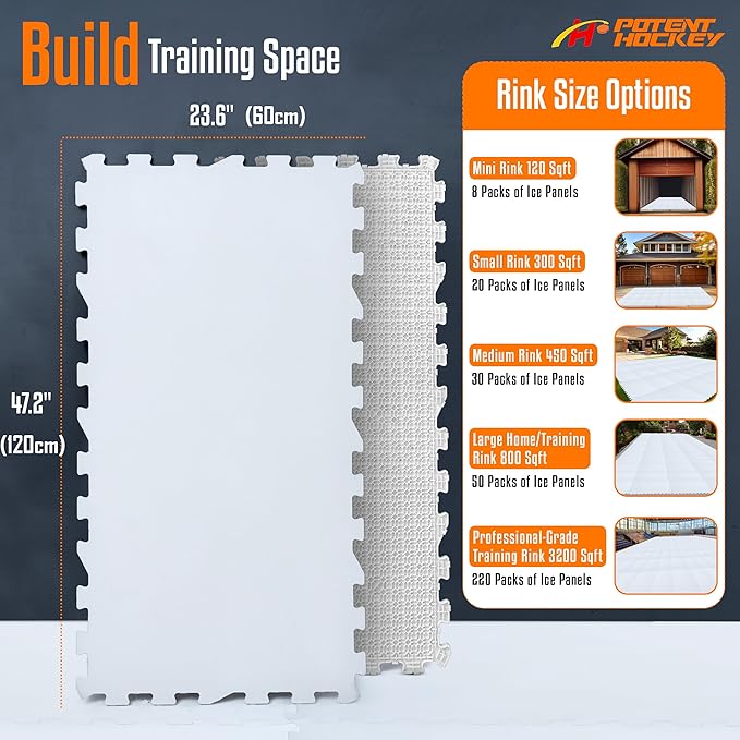 ArcticGlide Synthetic Ice Panels Pro, Easy-to-Assemble, Expandable Artificial Rink, Indoors/Outdoors - Hockey Training