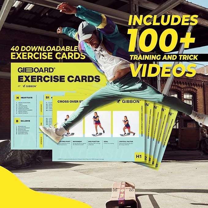 GIBBON SlackBoard - GiBoard Balance Board Kids & Adults - Slackline Balance Trainer - Slack Board Core Workout Equipment Home Gym Training - Standing Desk Exercise - Yoga, Agility, Pilates & More