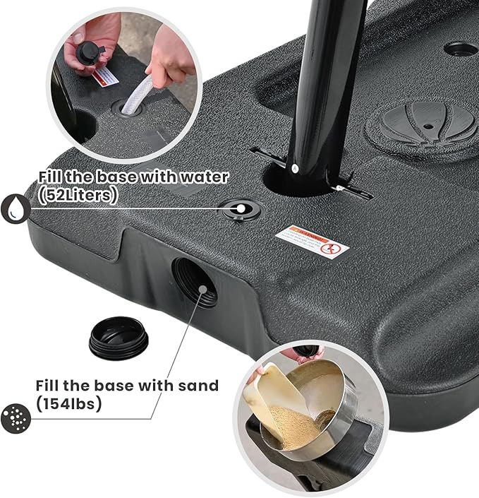 Basketball Hoop Outdoor 44-48Inch Impact Backboard, 5.3-10FT Height Adjustable Basketball Hoop Goal System with Portable Wheels for Adults