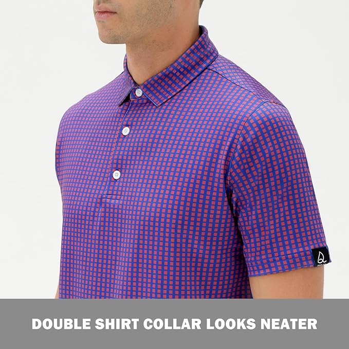 DEOLAX Mens Polo Shirts Fashion Print Mens Golf Shirt Dry Fit Mens Golf Polo Short Sleeve Quick Dry Funny Golf Shirt for Men