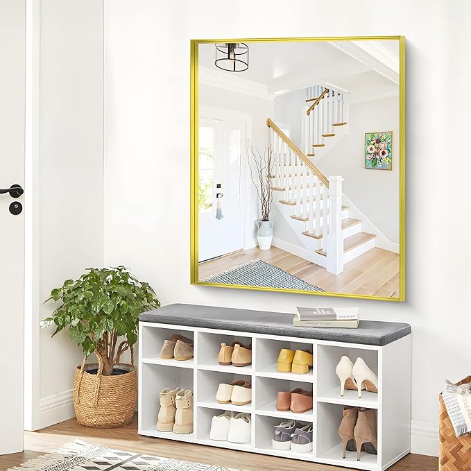 Gold Bathroom Mirror, 40x48 Inch Rectangular Framed Mirror, Large Wall Mounted Bathroom Vanity Mirror Over Sink for Bedroom,Restroom, Living Room, Hangs Vertically or Horizontally